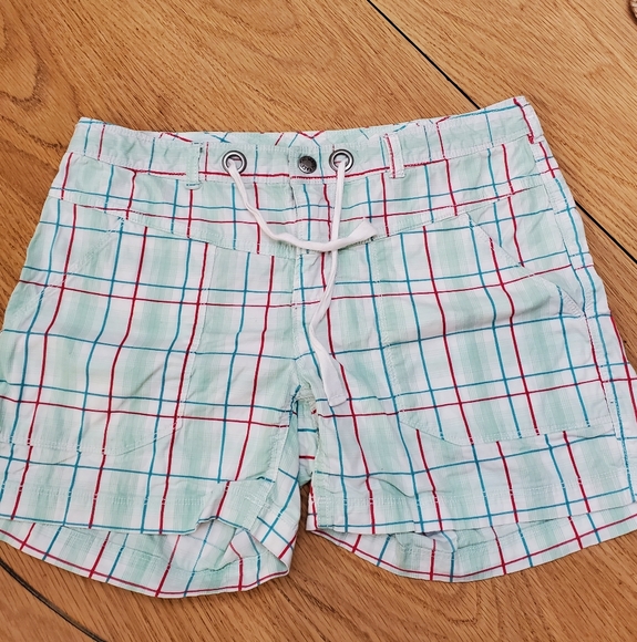 The North Face Plaid Shorts With Red And Blue Stripes